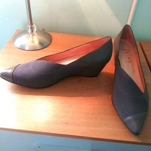 FS/NY genuine grey leather wedge